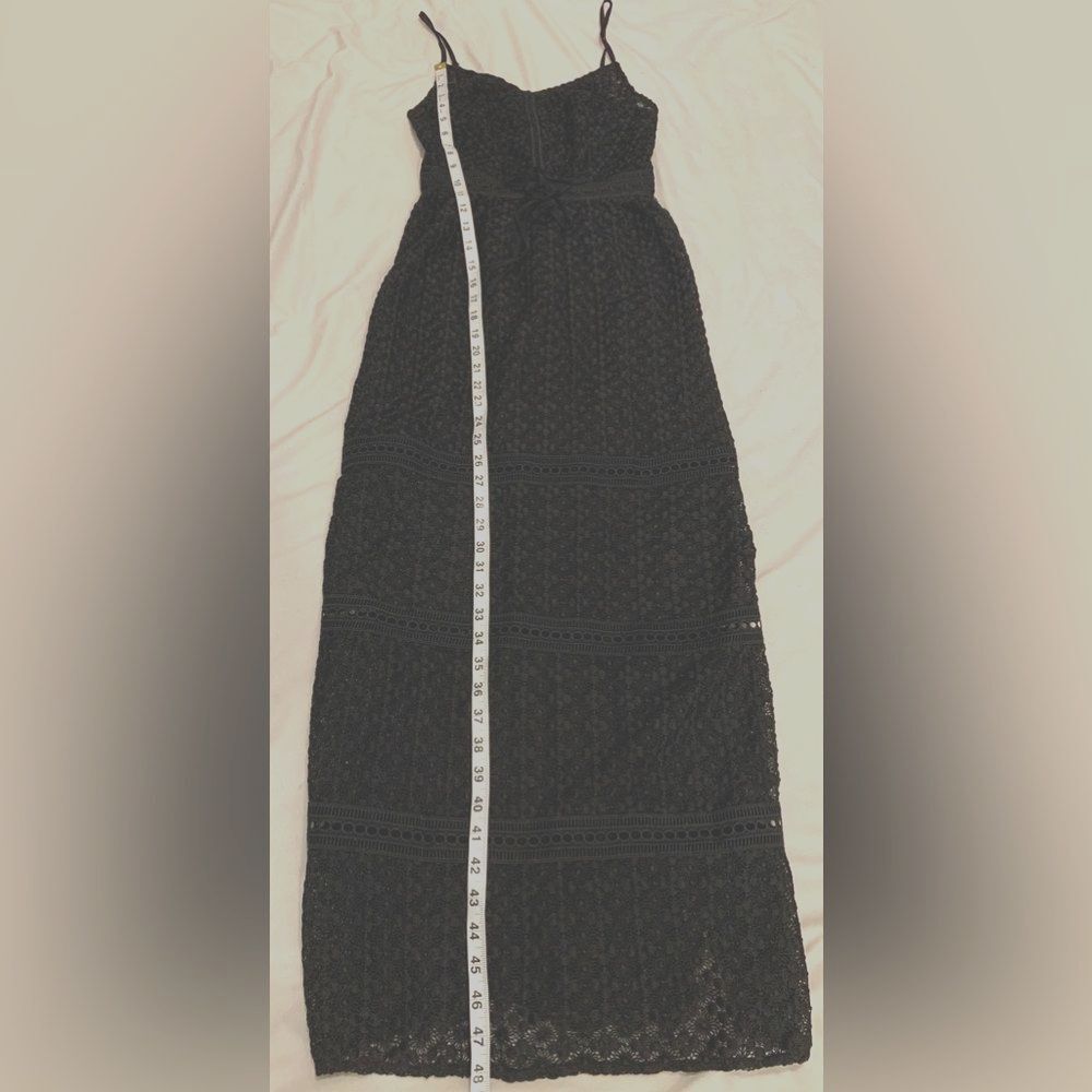 All Saints Black Lace Maxi Dress with Sheer Skirt Panels - Picture 12 of 16
